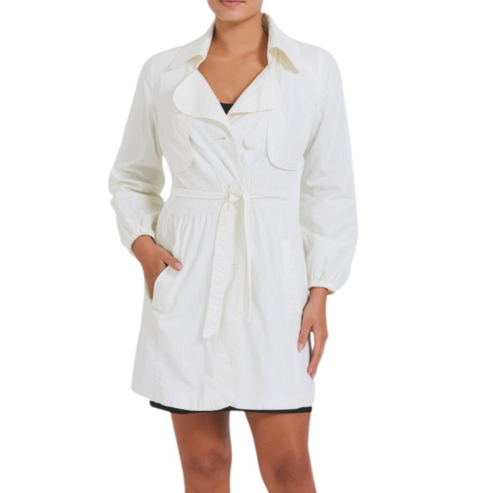 Vero Moda Ivory White Belted Trench Coat size medium M